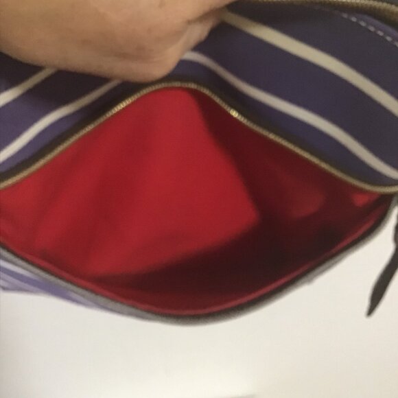 Dooney & Bourke Blue and White Striped Nylon Crossbody Bag - Picture 9 of 13